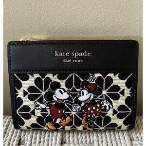 Kate Spade Disney Mickey & Minnie 100 Years Flower Jacquard Bifold Wallet NWT